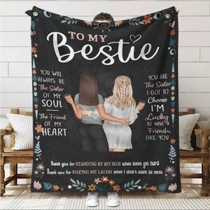 1pc Soft Gift Blanket For Best Friend, Digital Printed Flannel Fleece Blanket